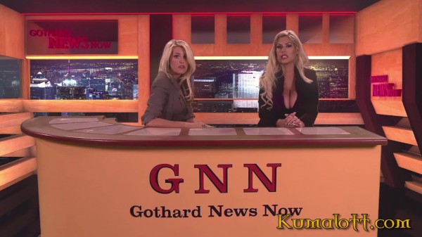 2 Blonde Newscasters with Big Tits Gets Fucked by the Joker