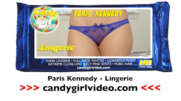 Paris Kennedy big tits, sheer blue panties and spreading pussy lips