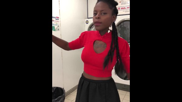 Ebony girl picked up in launderette for intense sex