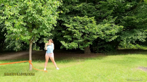 FATHER AND STEPSON PICK UP BUSTY TEEN WORKING OUT IN THE PARK - 18 Year  Big Bouncing Boobs