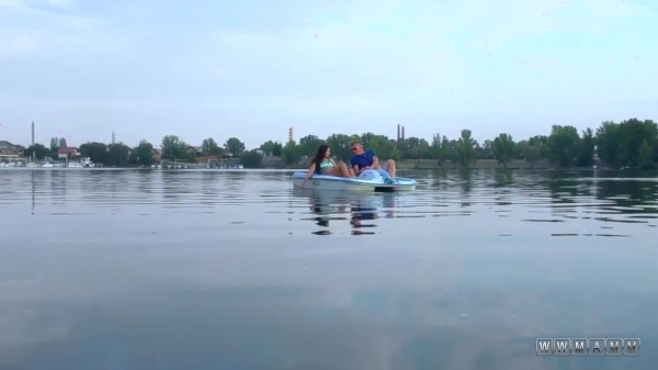 Outdoor blowjob on pedal boat Porn Photo with  naked