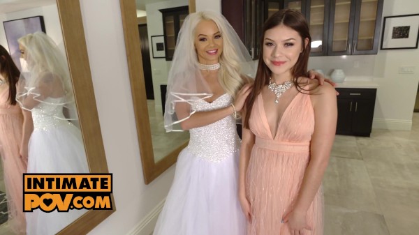 Wedding day POV foursome with petite babes Elsa Jean, Emily Willis and Winter Jade