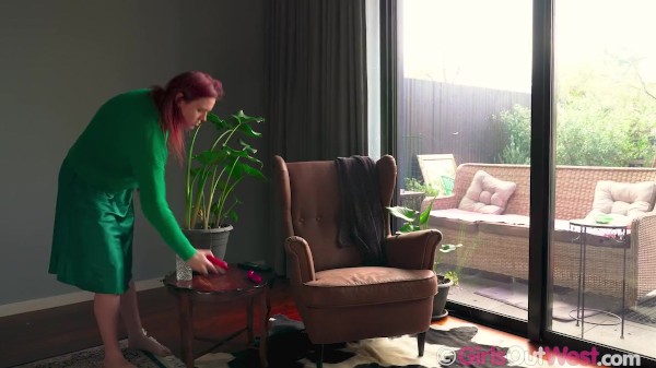 Horny Small Titted Redhead Masturbates During Phone Call