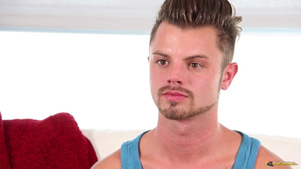 College Hunk Gets an Extra Messy Cum Facial During His First Time Fucking on Camera