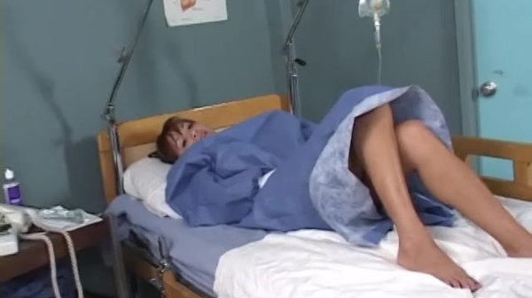 Hot Asian nurse pussy licking with a sexy breast patient in bed