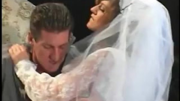 Sexy cock sucking chick in wedding gown getting anally fucked and face creamed