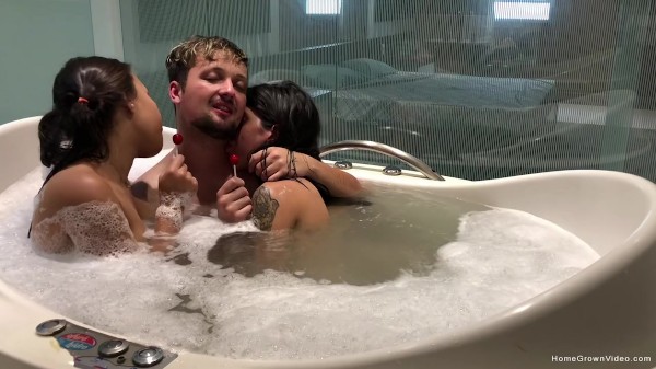 A Sweet & Sexy Bathtub Threesome Porn Photo with  naked